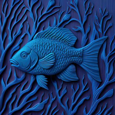 3D model Akara blue fish (STL)